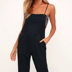 Amuse Society BLACK TIE-STRAP OVERALLS